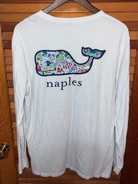 Vineyard Vines Women's Long Sleeve Pocket T-Shirt, Naples Christmas - size large